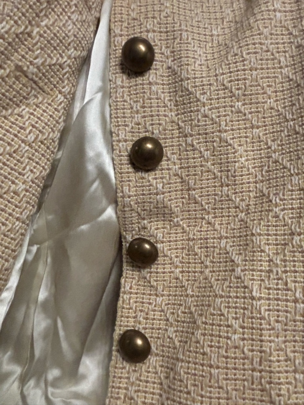 Banana Republic Cream and Beige Textured Coat XL - Picture 3 of 6